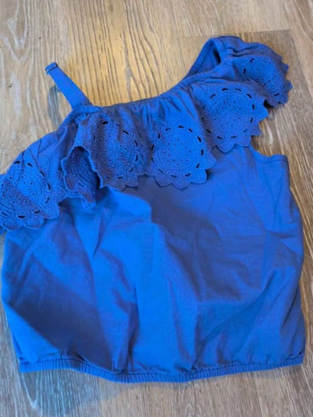Abercrombie Kids Blue Eyelet One-Shoulder Top Size 9/10